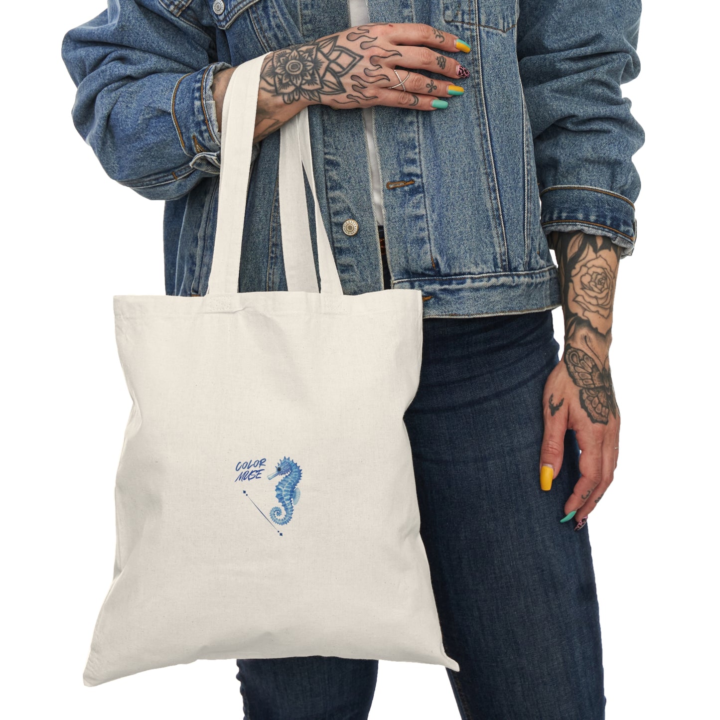 Seahorse Natural Tote Bag – Beachy Reusable Tote