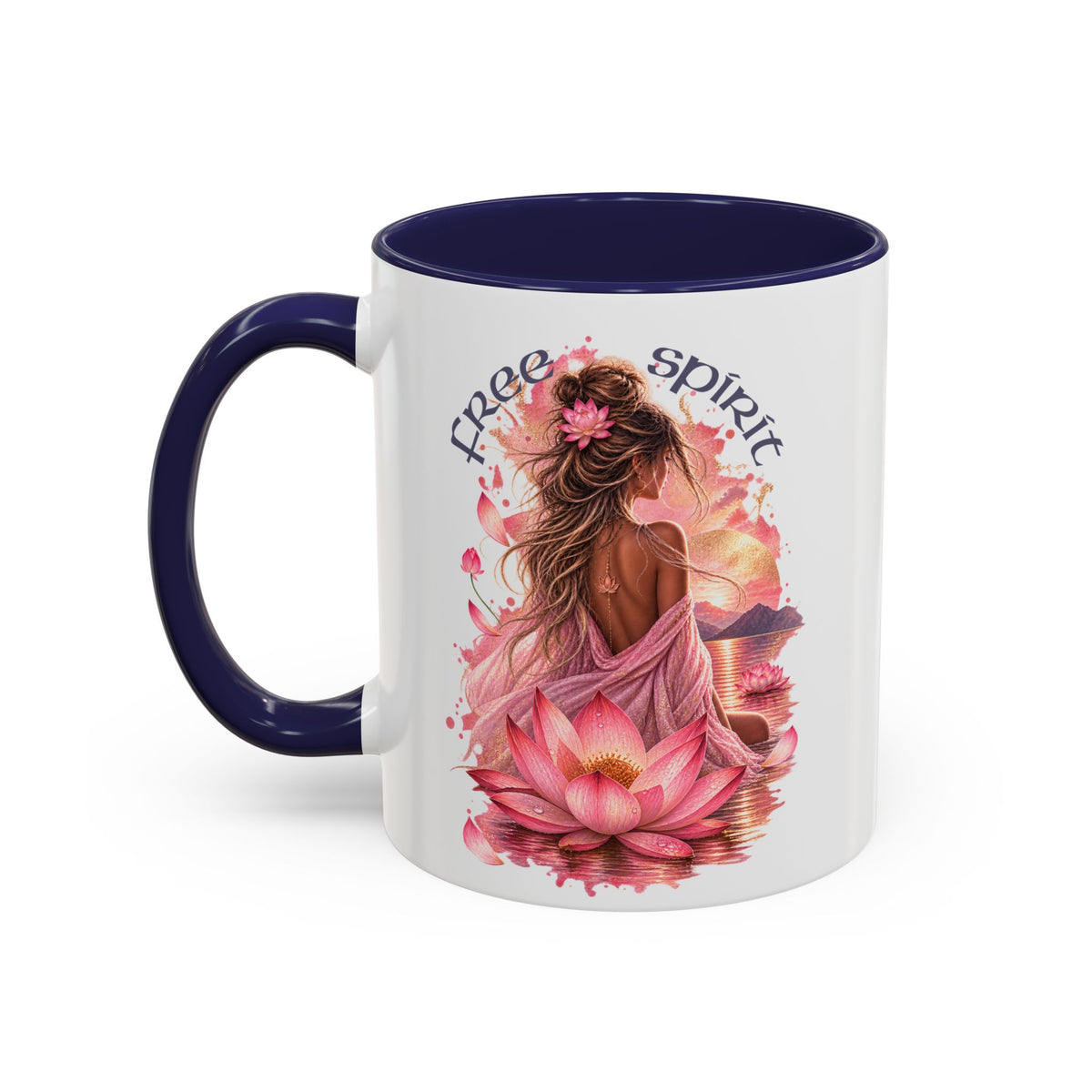 Free Spirit Floral Accent Coffee Mug – Lotus Boho 11/15oz