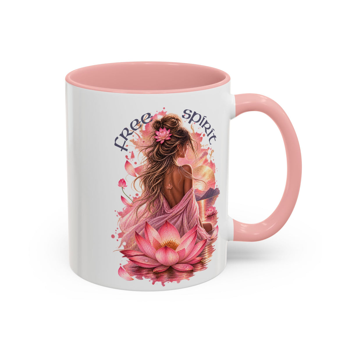 Free Spirit Floral Accent Coffee Mug – Lotus Boho 11/15oz