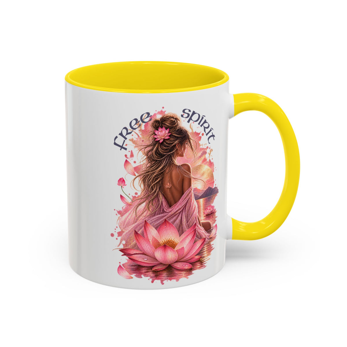 Free Spirit Floral Accent Coffee Mug – Lotus Boho 11/15oz