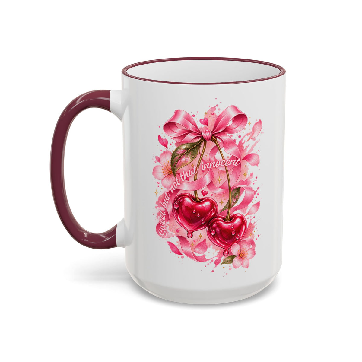 Floral Watercolor Blossom Accent Rim Mug (11oz & 15oz)