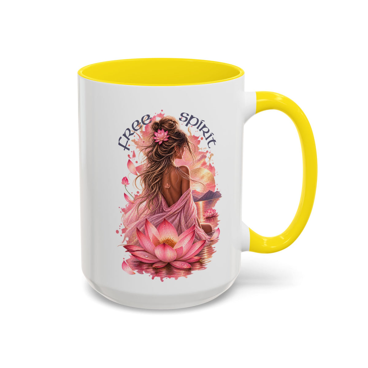 Free Spirit Floral Accent Coffee Mug – Lotus Boho 11/15oz