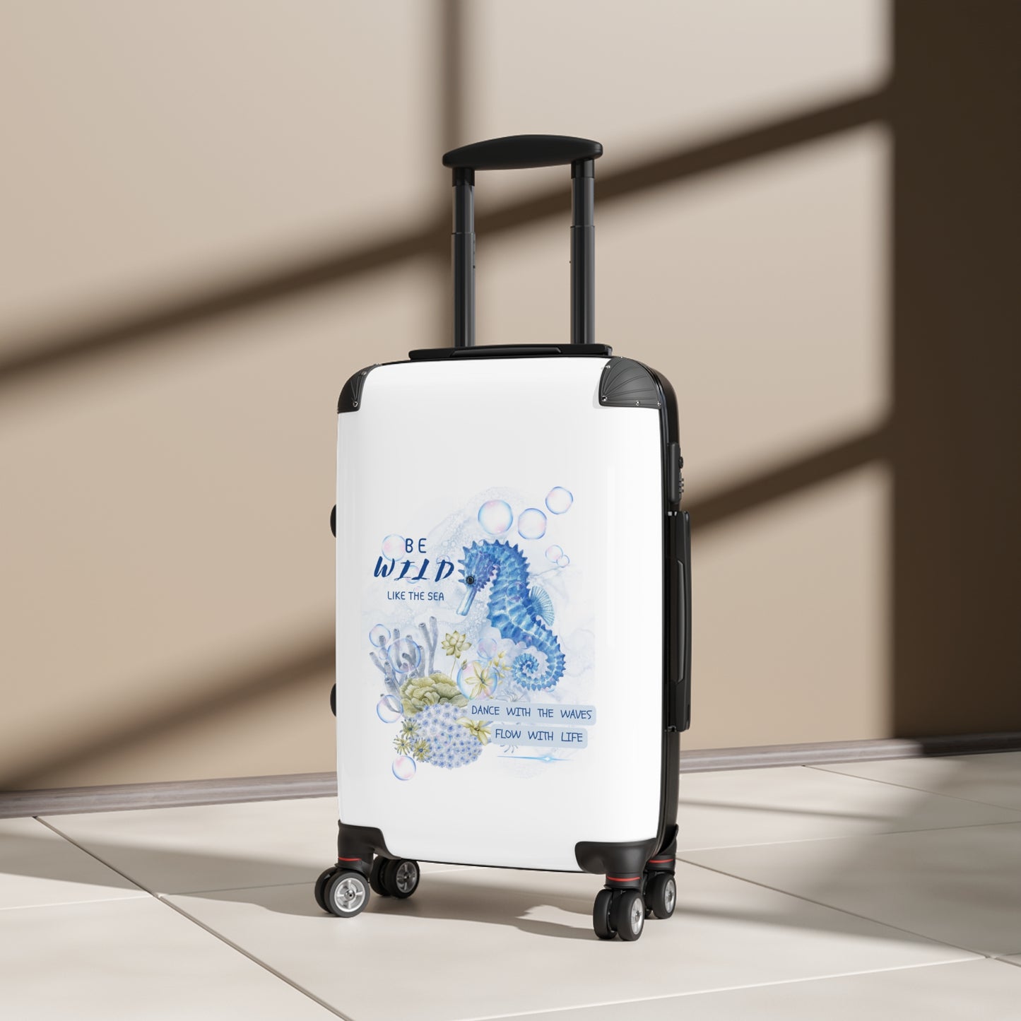 Seahorse Beach Suitcase – 'Be Wild Like the Sea' Waterproof Carry-On