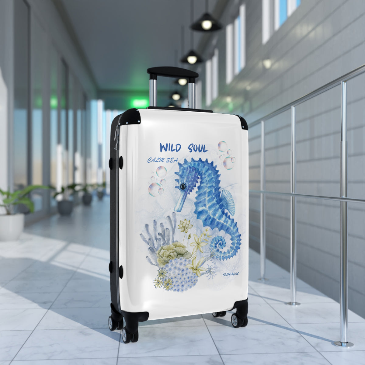 Seahorse Beach Suitcase – 'Be Wild Like the Sea' Waterproof Carry-On