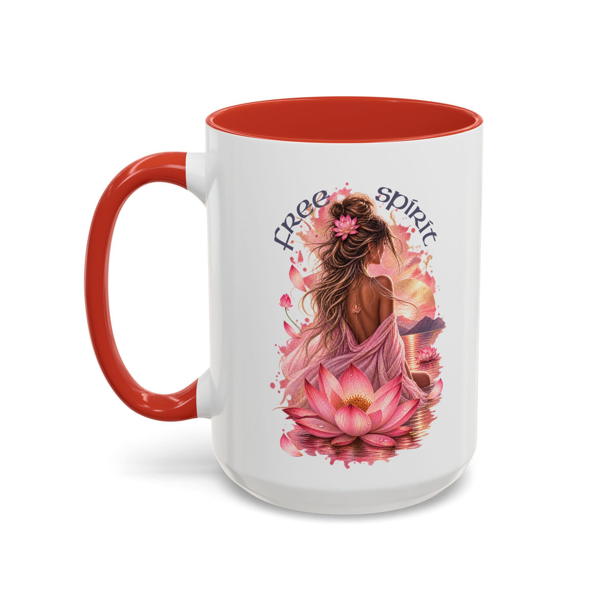Free Spirit Floral Accent Coffee Mug – Lotus Boho 11/15oz