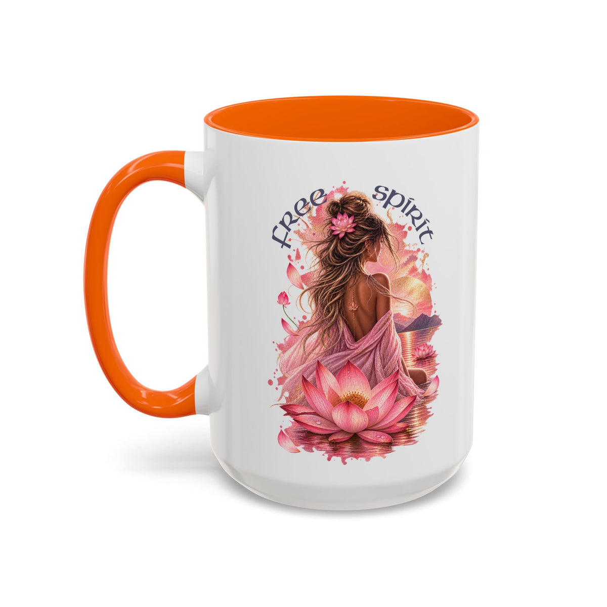 Free Spirit Floral Accent Coffee Mug – Lotus Boho 11/15oz