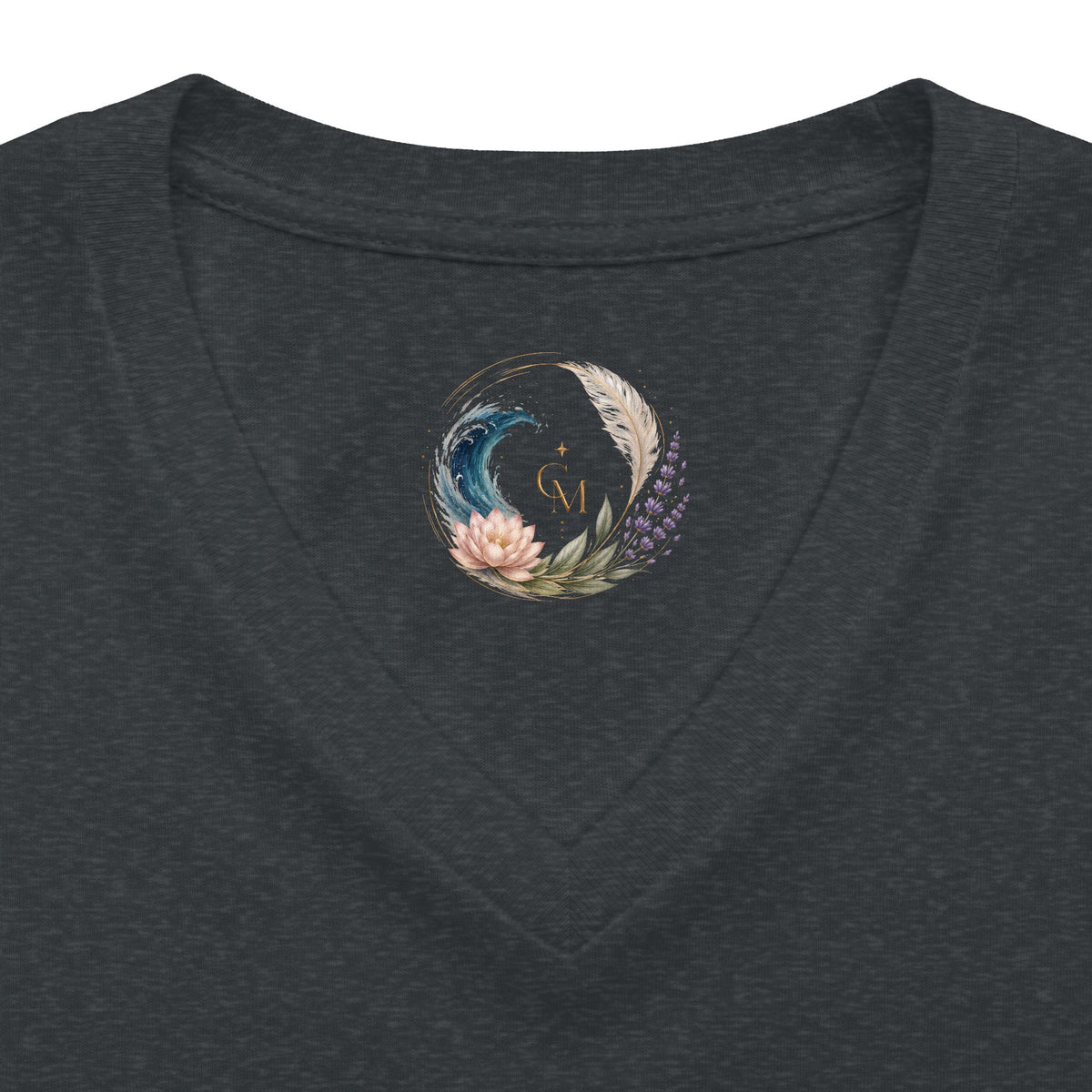 Women's V-Neck Tee — Peaceful Spirit Lotus Goddess Graphic