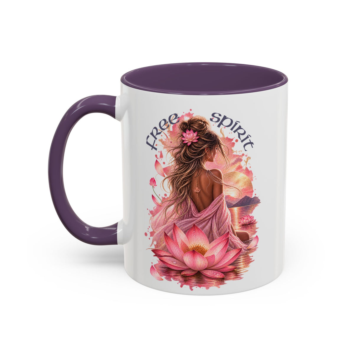 Free Spirit Floral Accent Coffee Mug – Lotus Boho 11/15oz