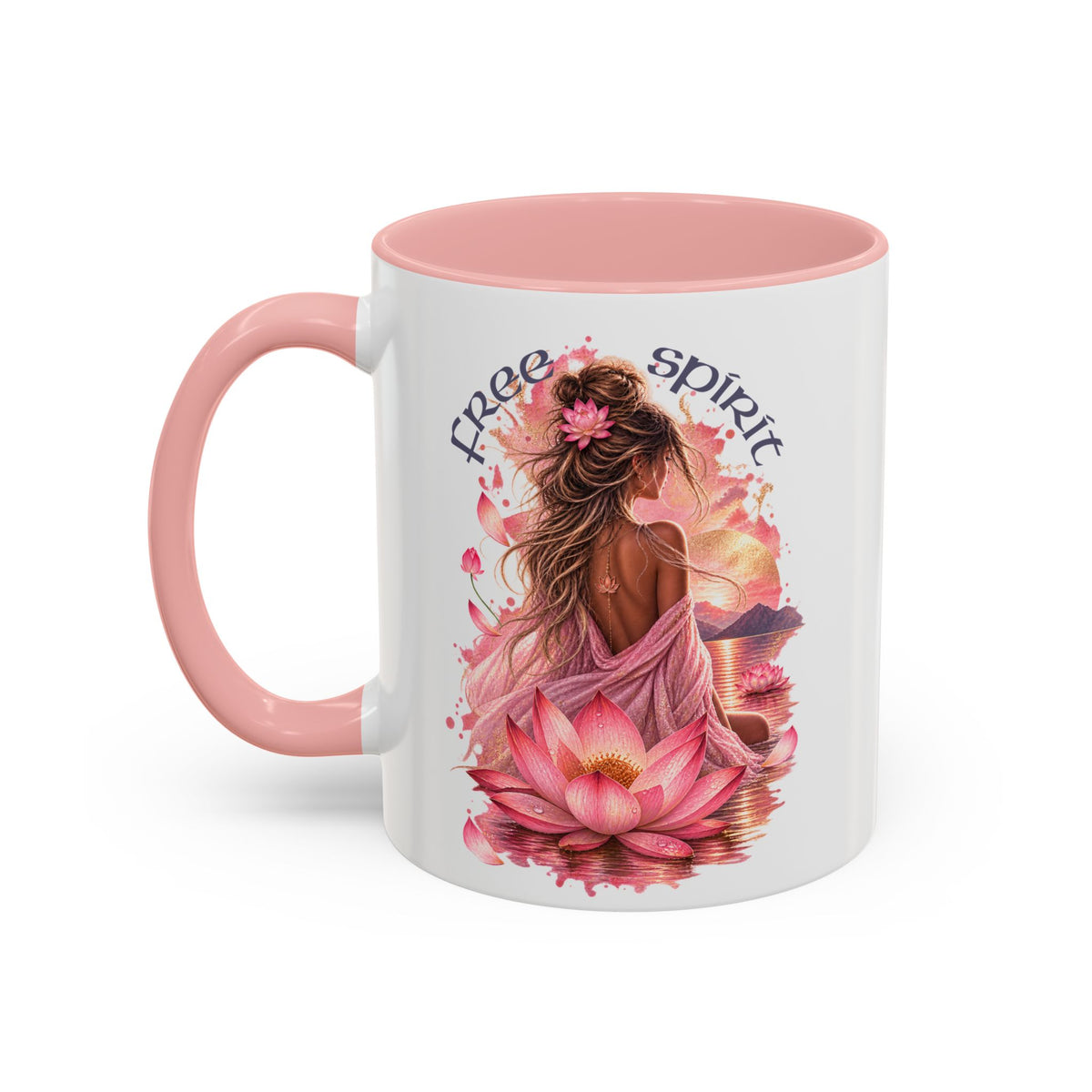 Free Spirit Floral Accent Coffee Mug – Lotus Boho 11/15oz