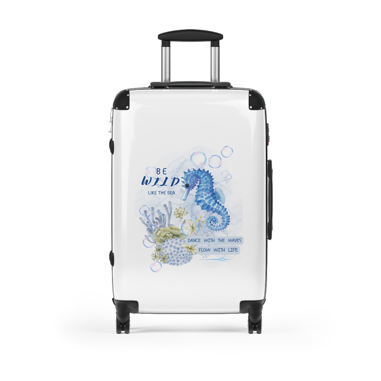 Seahorse Beach Suitcase – 'Be Wild Like the Sea' Waterproof Carry-On