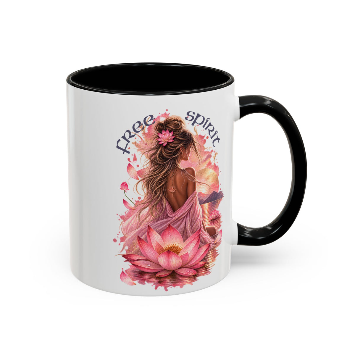 Free Spirit Floral Accent Coffee Mug – Lotus Boho 11/15oz