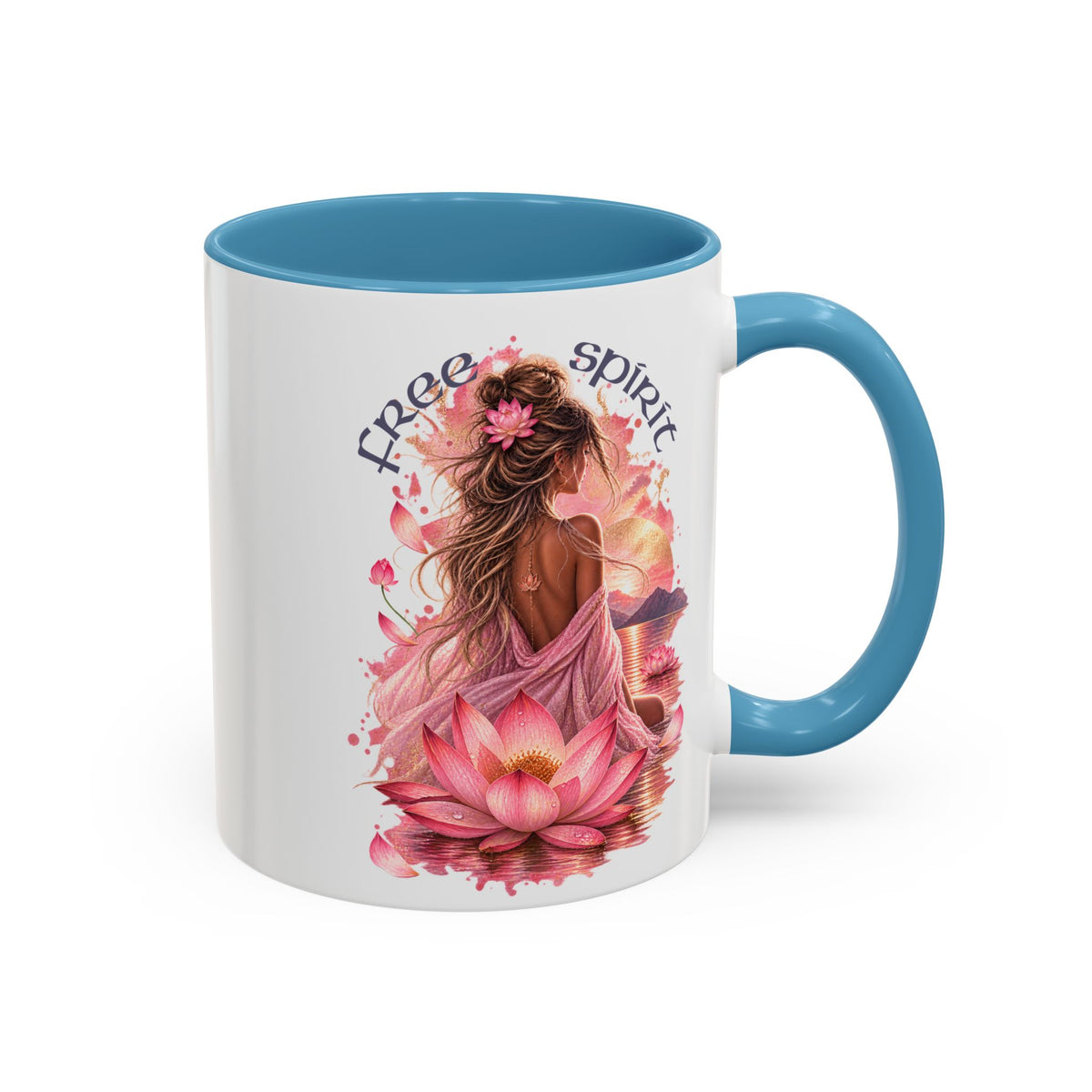Free Spirit Floral Accent Coffee Mug – Lotus Boho 11/15oz