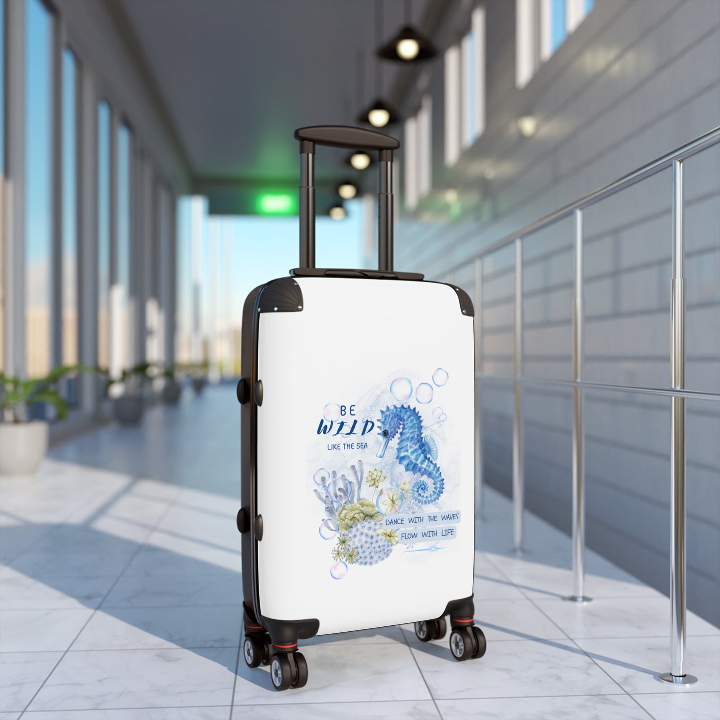 Seahorse Beach Suitcase – 'Be Wild Like the Sea' Waterproof Carry-On