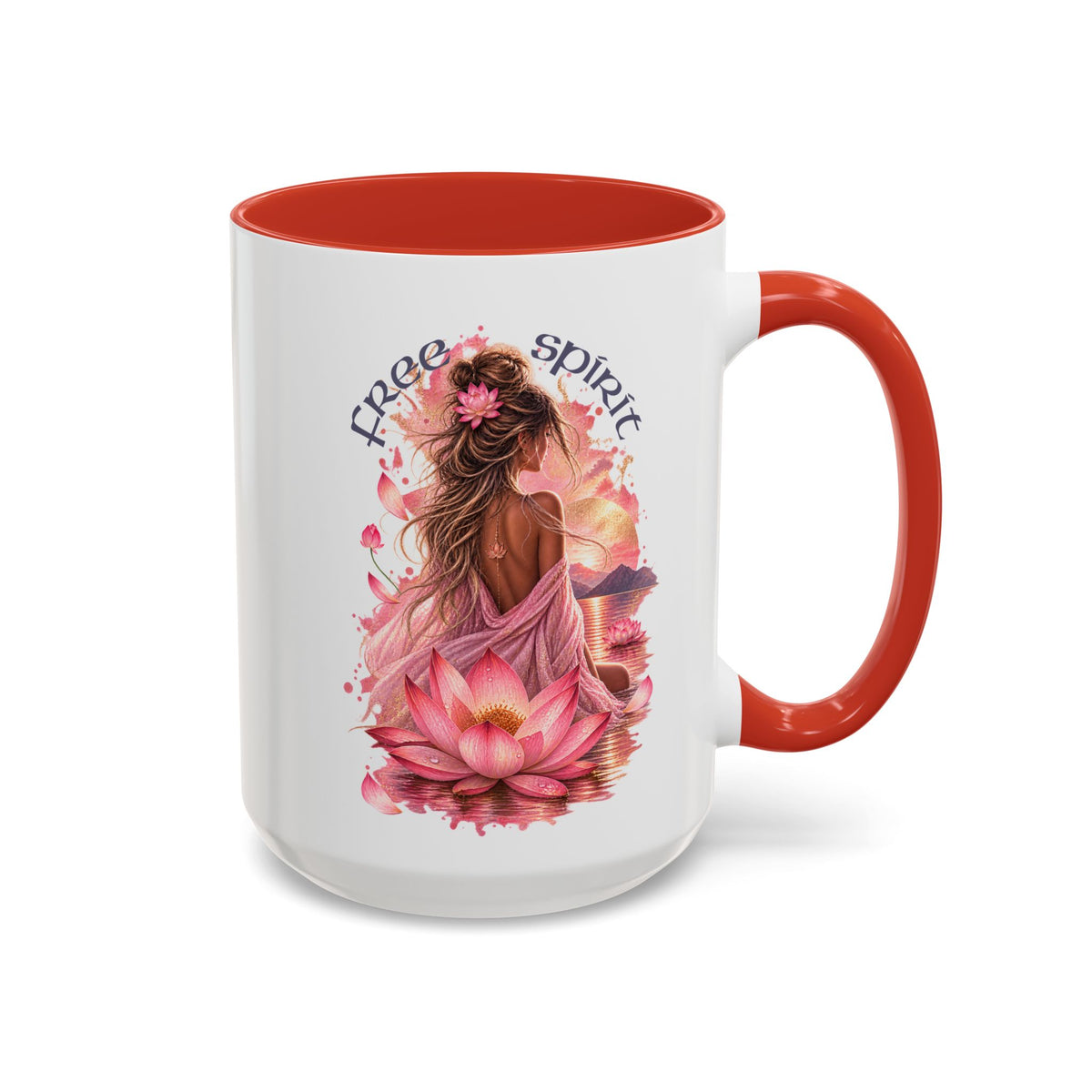 Free Spirit Floral Accent Coffee Mug – Lotus Boho 11/15oz