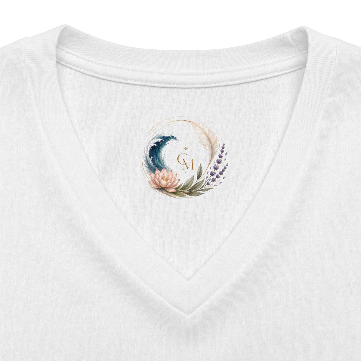 Women's V-Neck Tee — Peaceful Spirit Lotus Goddess Graphic