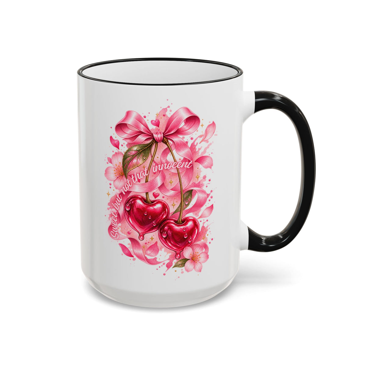 Floral Watercolor Blossom Accent Rim Mug (11oz & 15oz)
