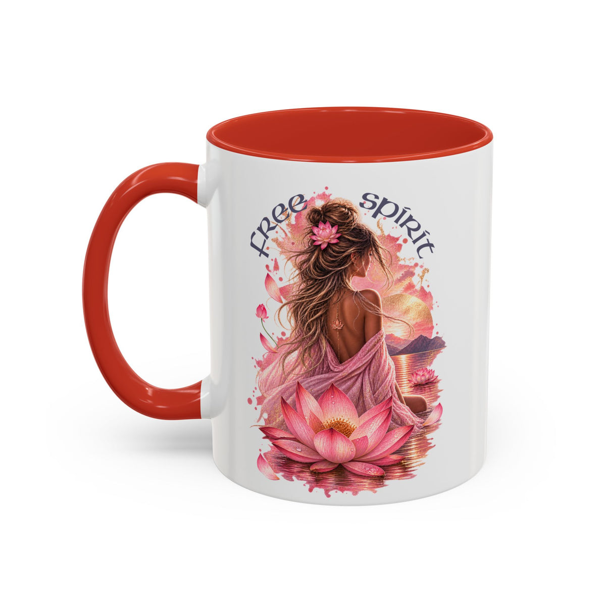 Free Spirit Floral Accent Coffee Mug – Lotus Boho 11/15oz