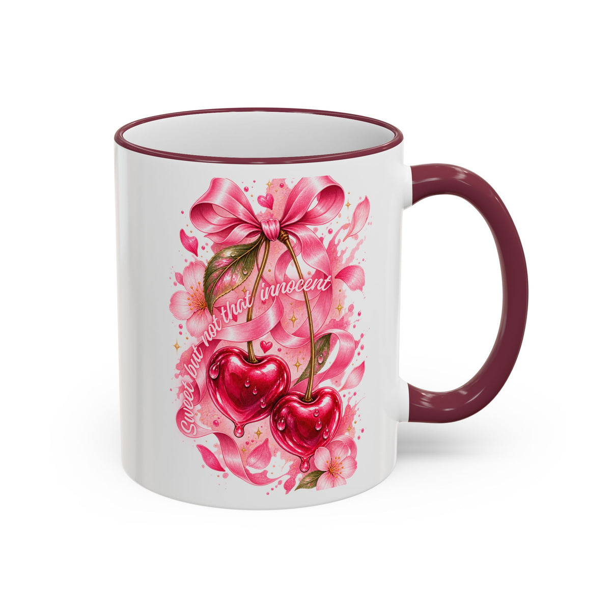 Floral Watercolor Blossom Accent Rim Mug (11oz & 15oz)