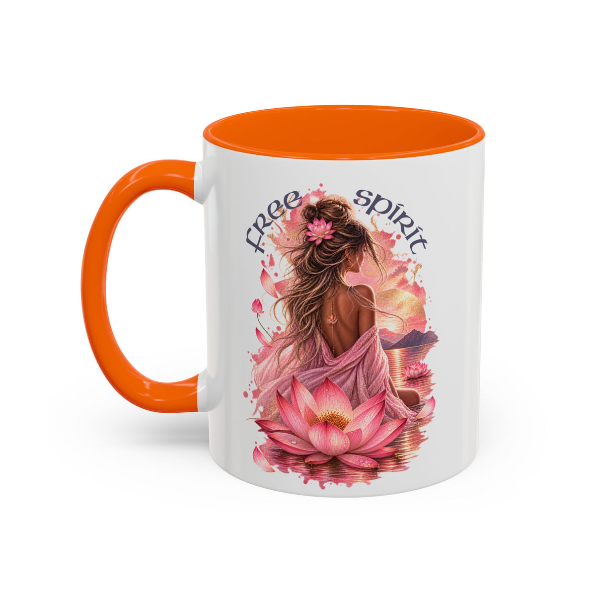 Free Spirit Floral Accent Coffee Mug – Lotus Boho 11/15oz