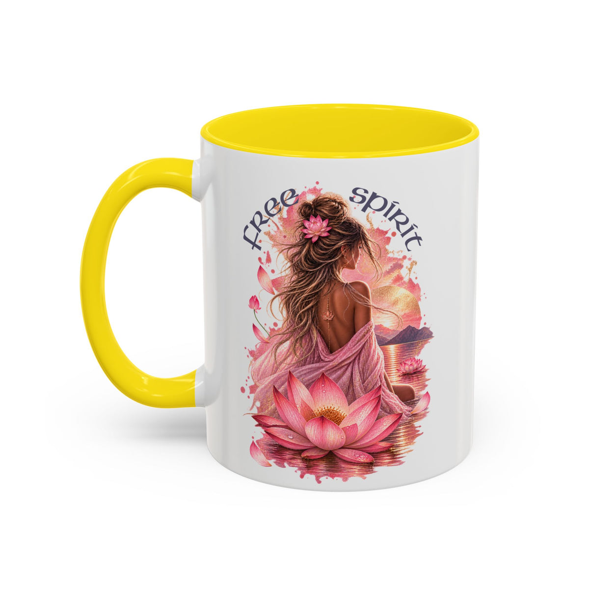 Free Spirit Floral Accent Coffee Mug – Lotus Boho 11/15oz