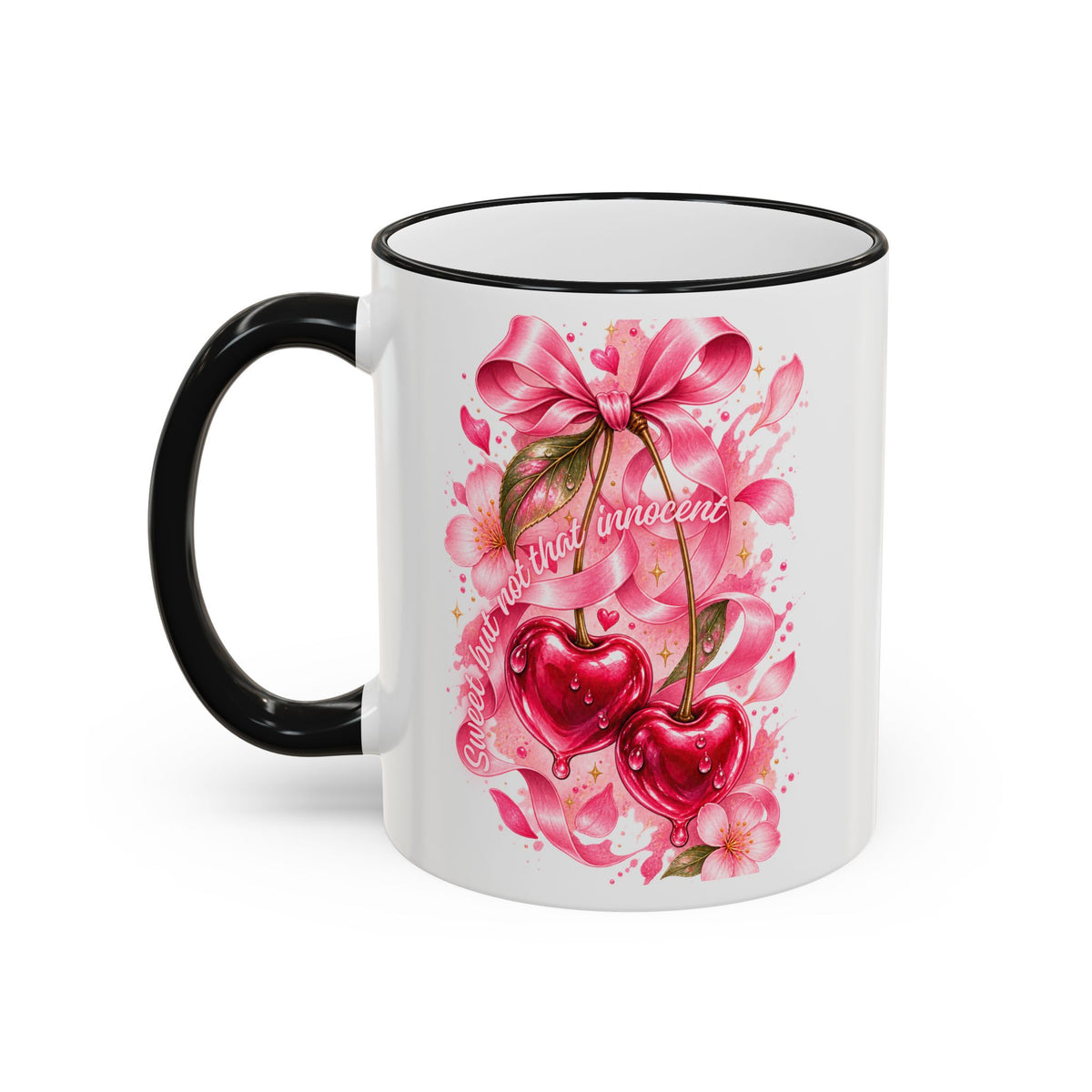 Floral Watercolor Blossom Accent Rim Mug (11oz & 15oz)
