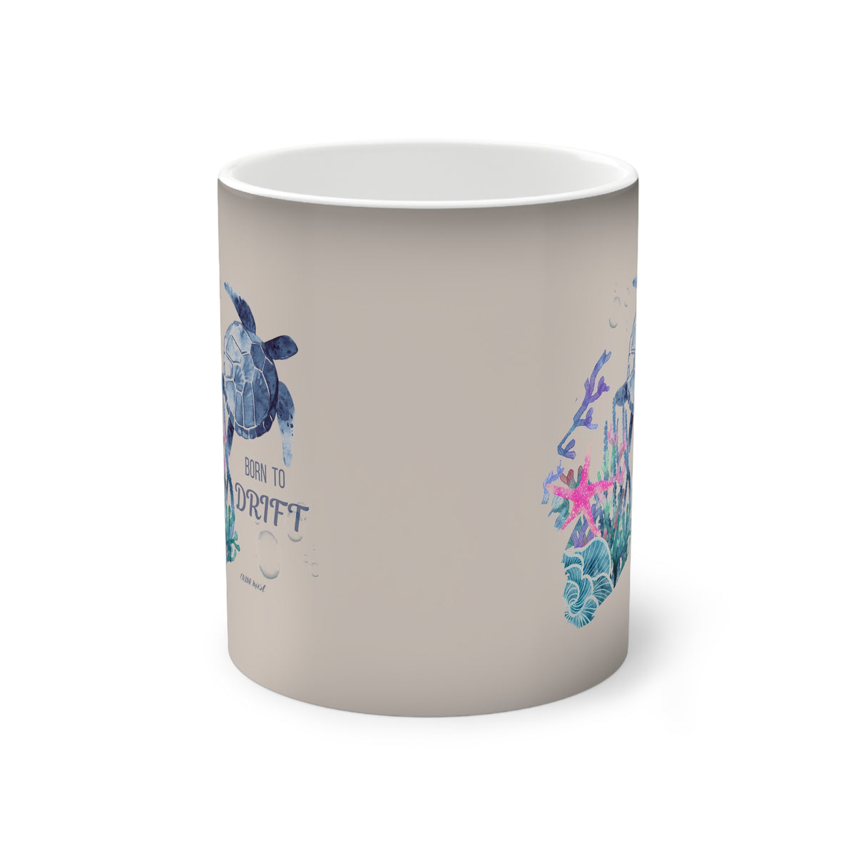 Sea Turtle "Born to Drift" Ocean Heat-Reacted Coffee Cup
