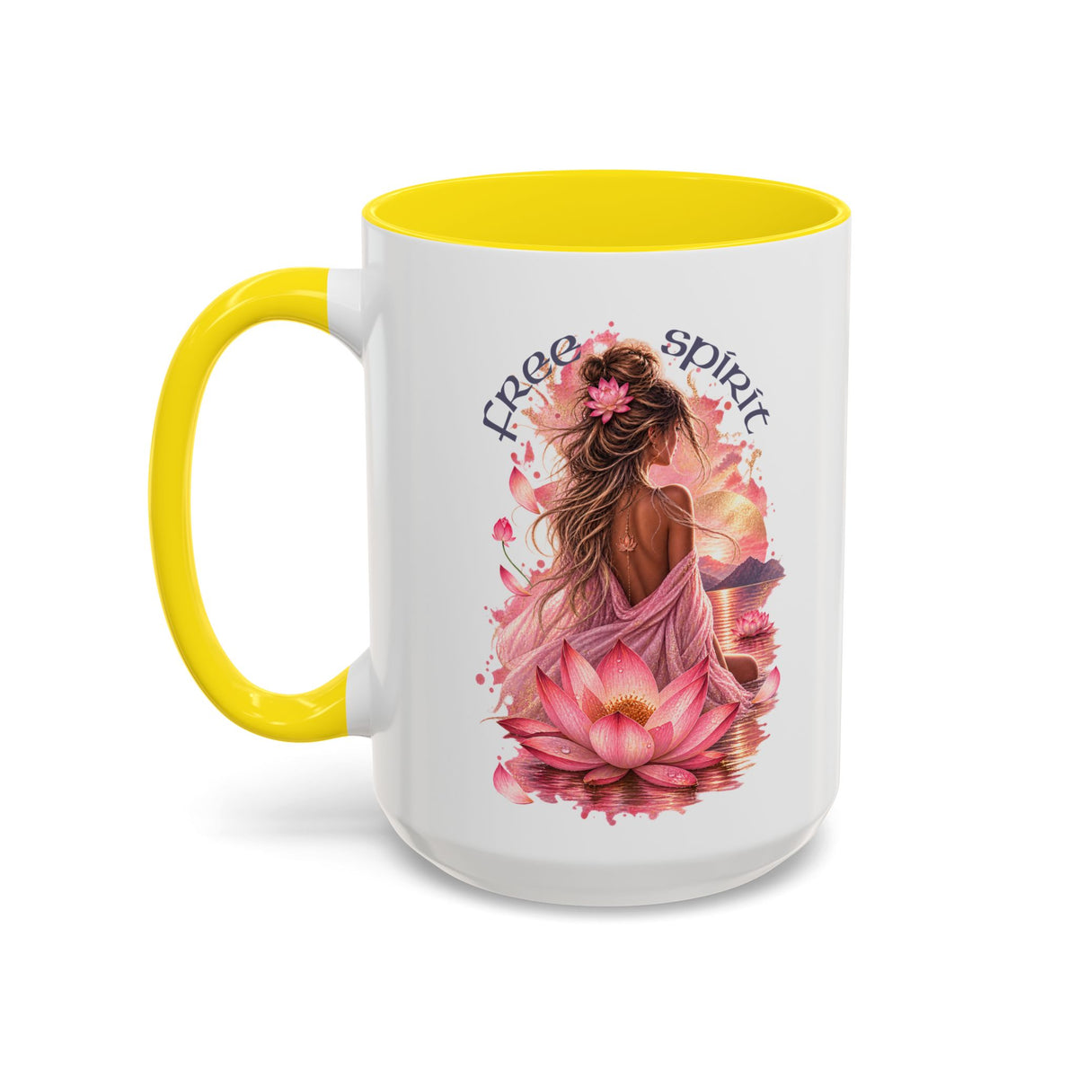 Free Spirit Floral Accent Coffee Mug – Lotus Boho 11/15oz