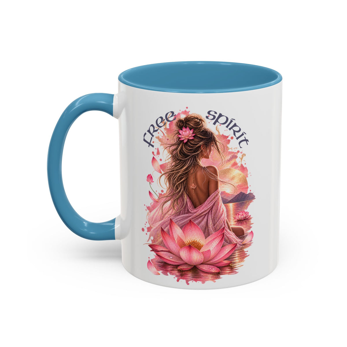 Free Spirit Floral Accent Coffee Mug – Lotus Boho 11/15oz