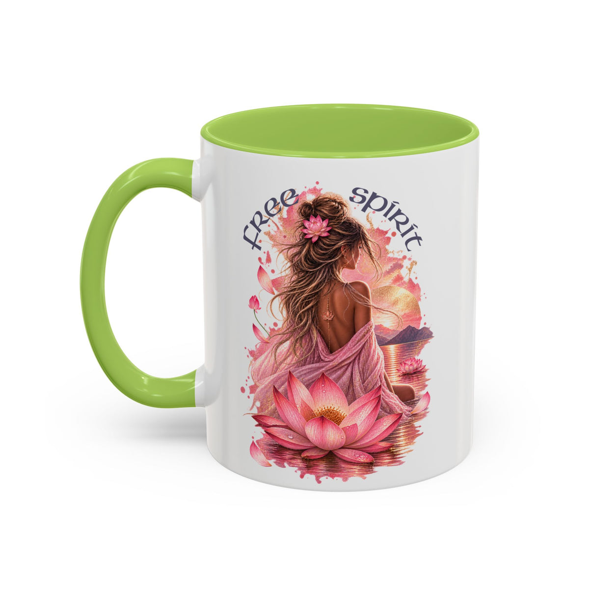 Free Spirit Floral Accent Coffee Mug – Lotus Boho 11/15oz