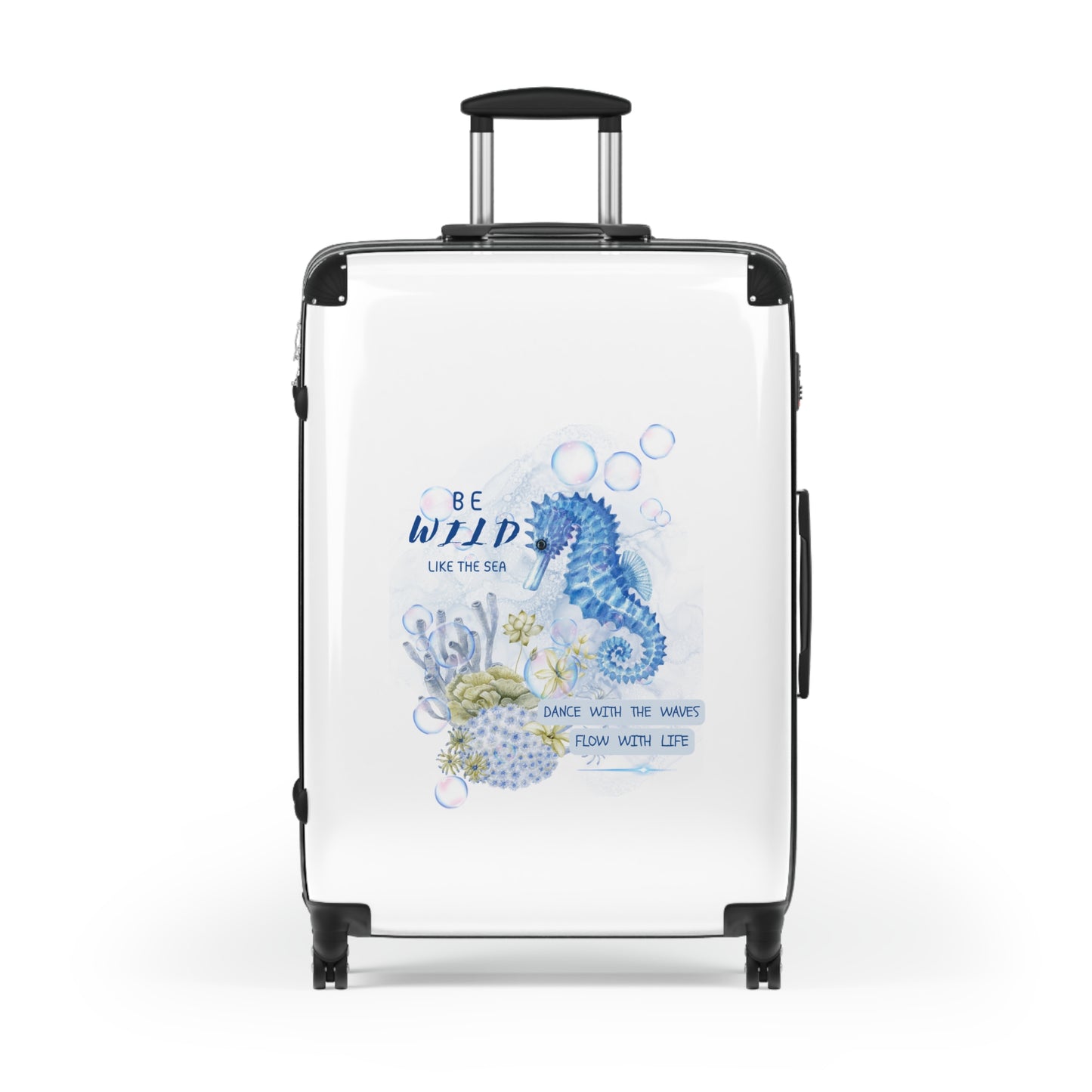 Seahorse Beach Suitcase – 'Be Wild Like the Sea' Waterproof Carry-On
