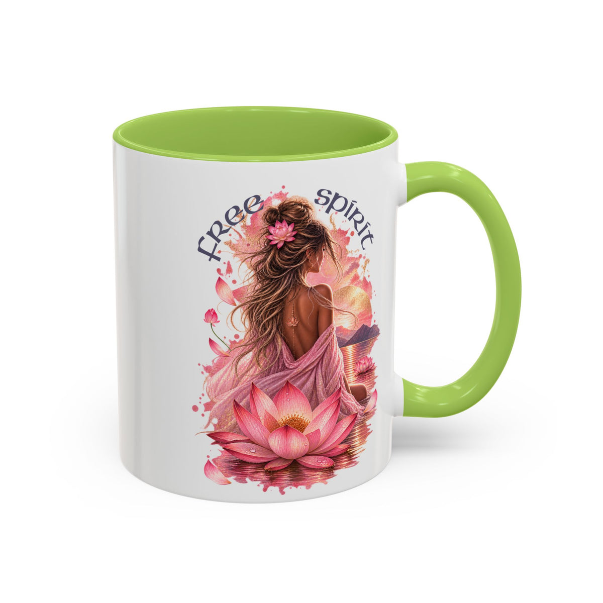 Free Spirit Floral Accent Coffee Mug – Lotus Boho 11/15oz