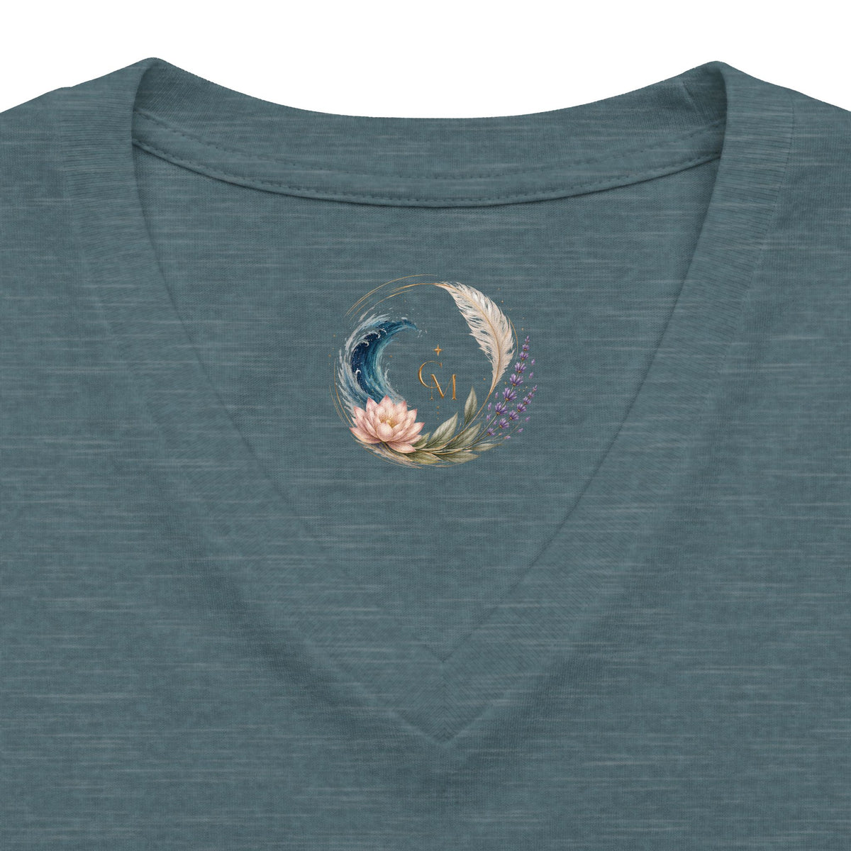 Women's V-Neck Tee — Peaceful Spirit Lotus Goddess Graphic