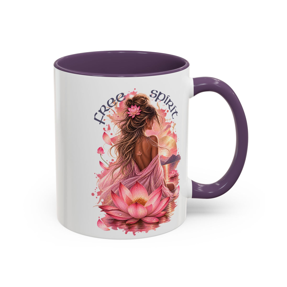 Free Spirit Floral Accent Coffee Mug – Lotus Boho 11/15oz