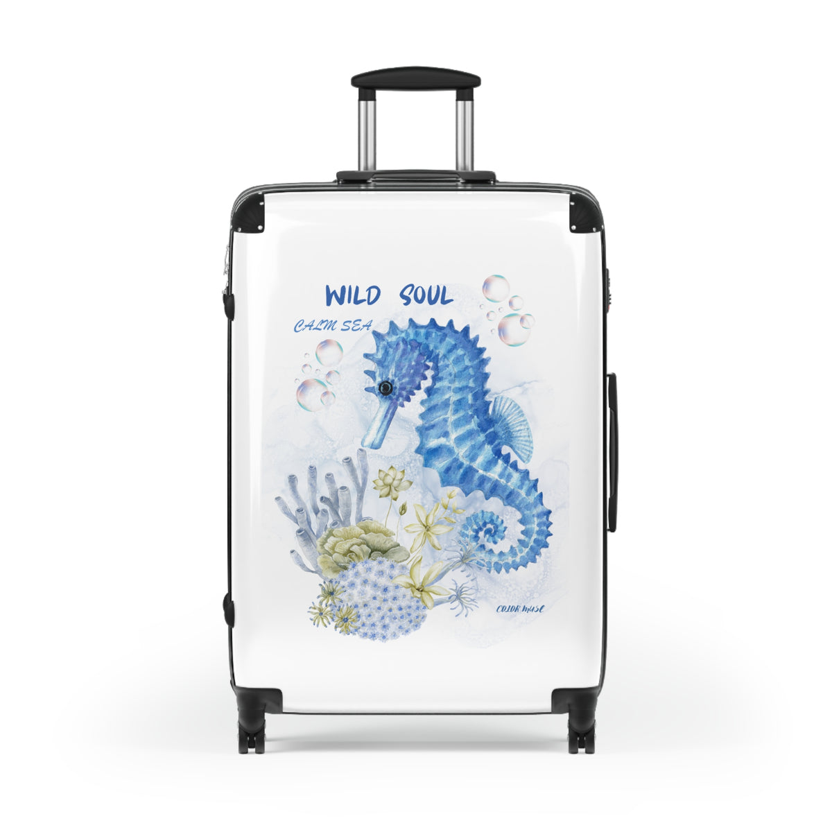 Seahorse Beach Suitcase – 'Be Wild Like the Sea' Waterproof Carry-On