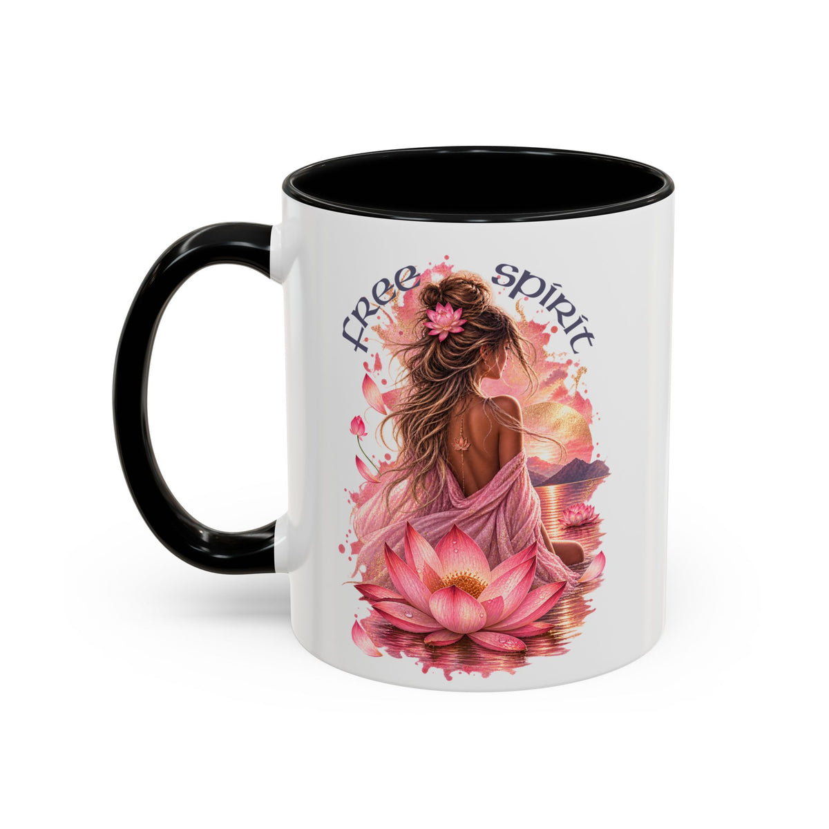Free Spirit Floral Accent Coffee Mug – Lotus Boho 11/15oz