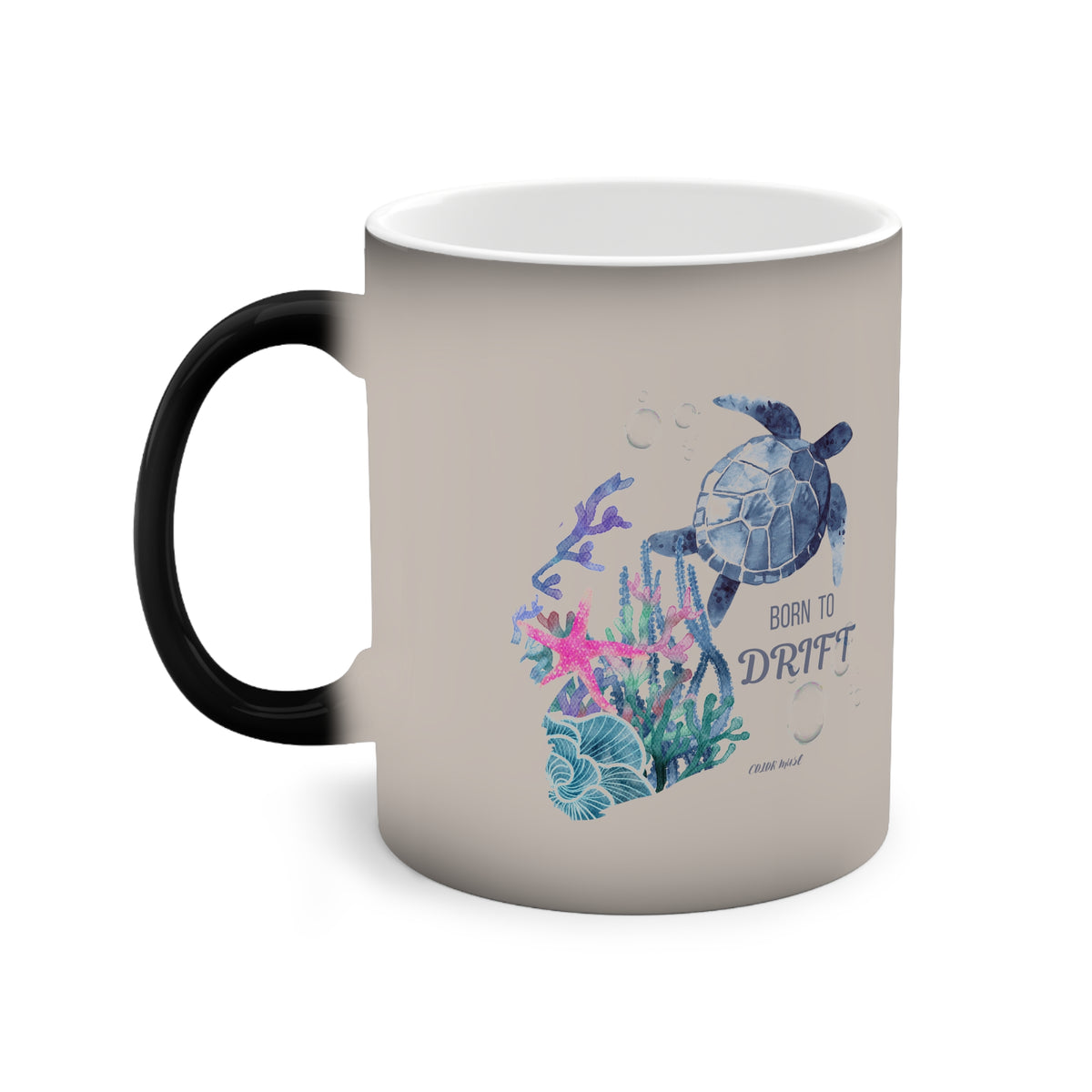 Sea Turtle "Born to Drift" Ocean Heat-Reacted Coffee Cup