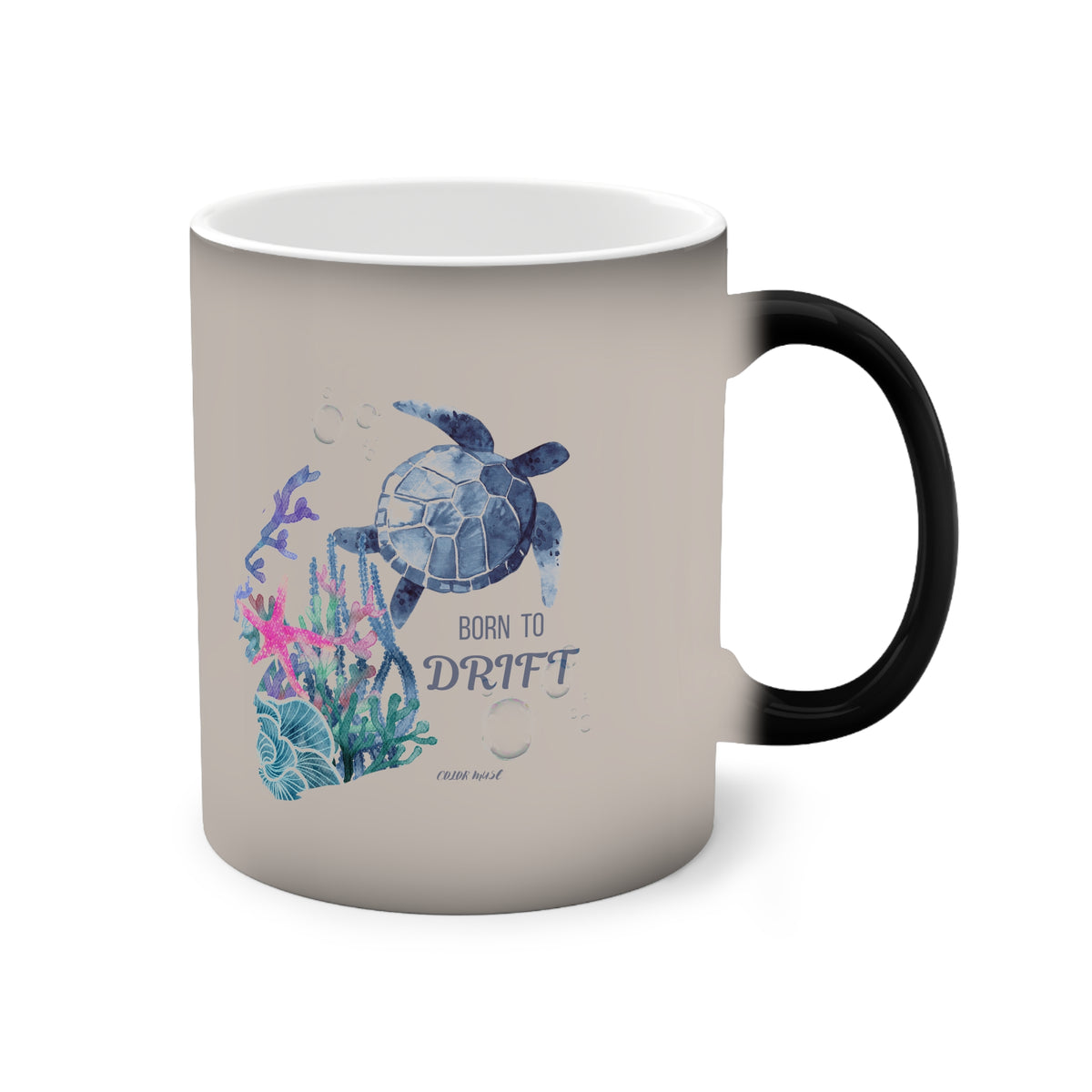 Sea Turtle "Born to Drift" Ocean Heat-Reacted Coffee Cup