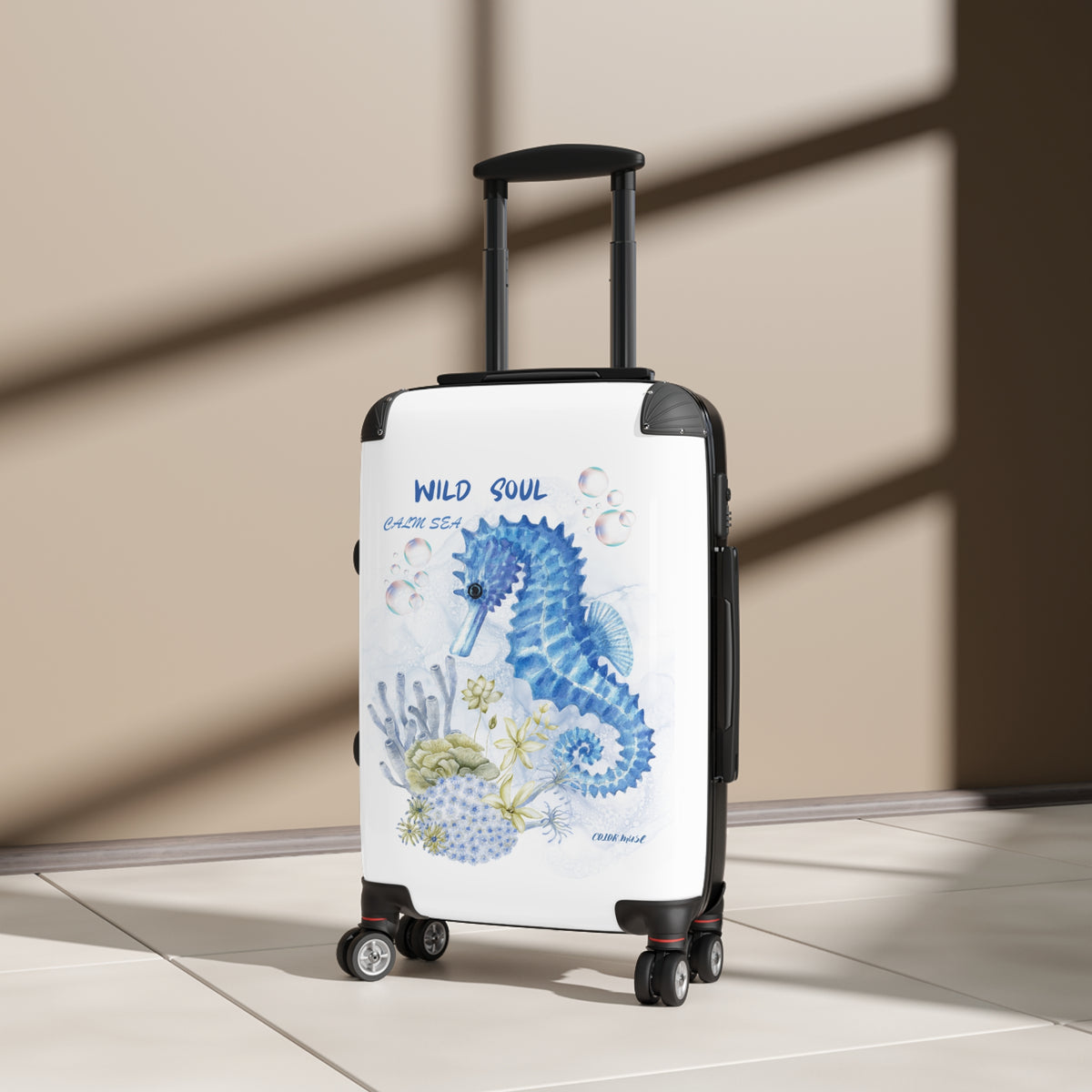 Seahorse Beach Suitcase – 'Be Wild Like the Sea' Waterproof Carry-On