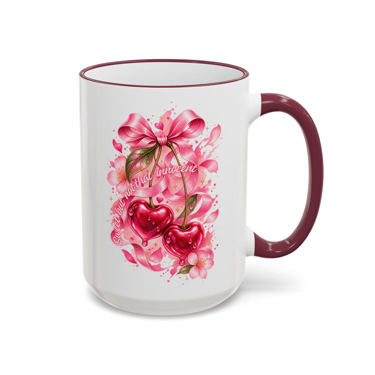 Floral Watercolor Blossom Accent Rim Mug (11oz & 15oz)