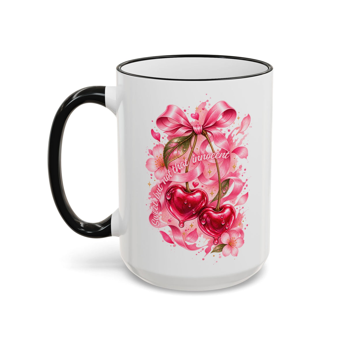 Floral Watercolor Blossom Accent Rim Mug (11oz & 15oz)