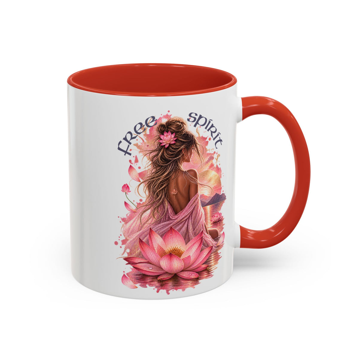 Free Spirit Floral Accent Coffee Mug – Lotus Boho 11/15oz
