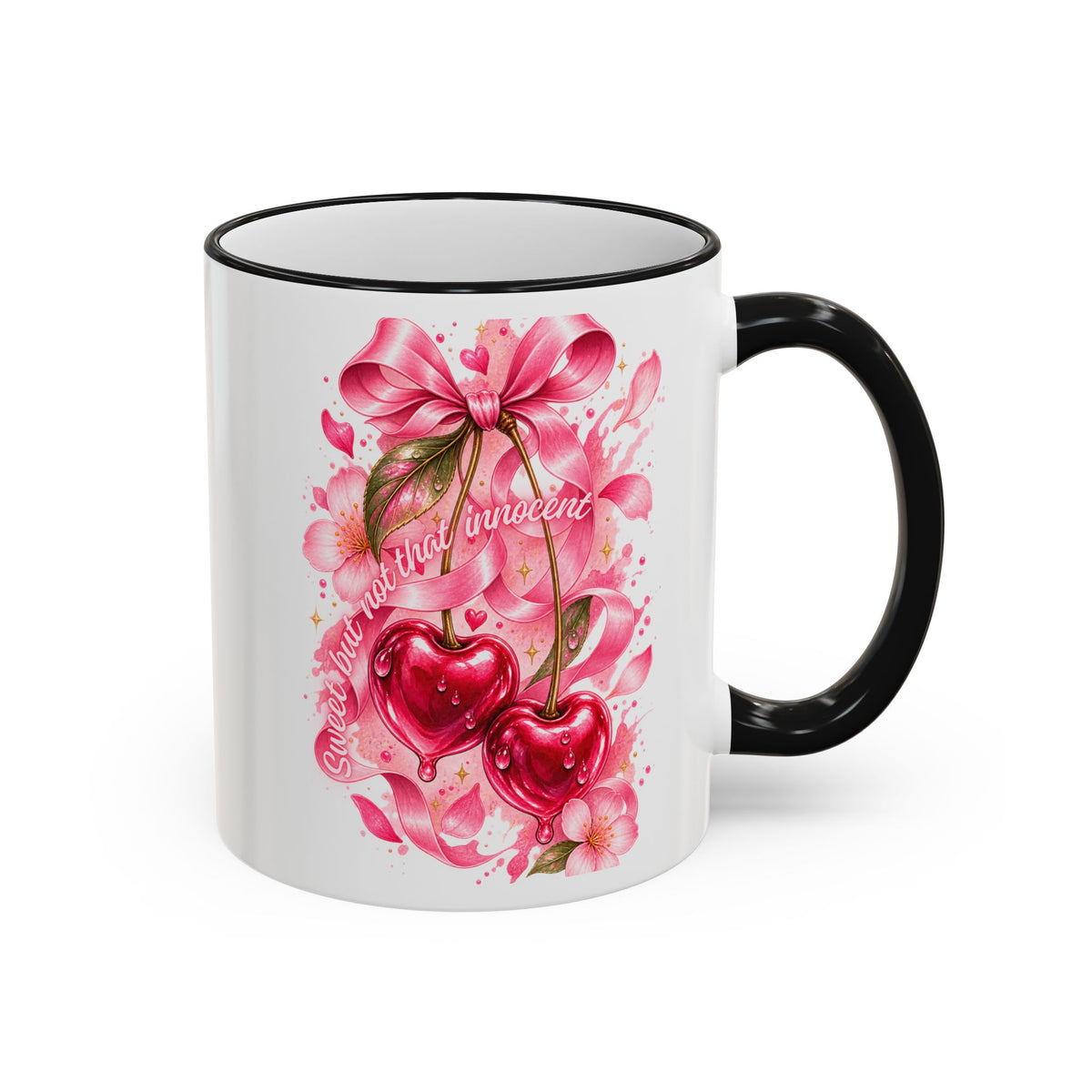 Floral Watercolor Blossom Accent Rim Mug (11oz & 15oz)