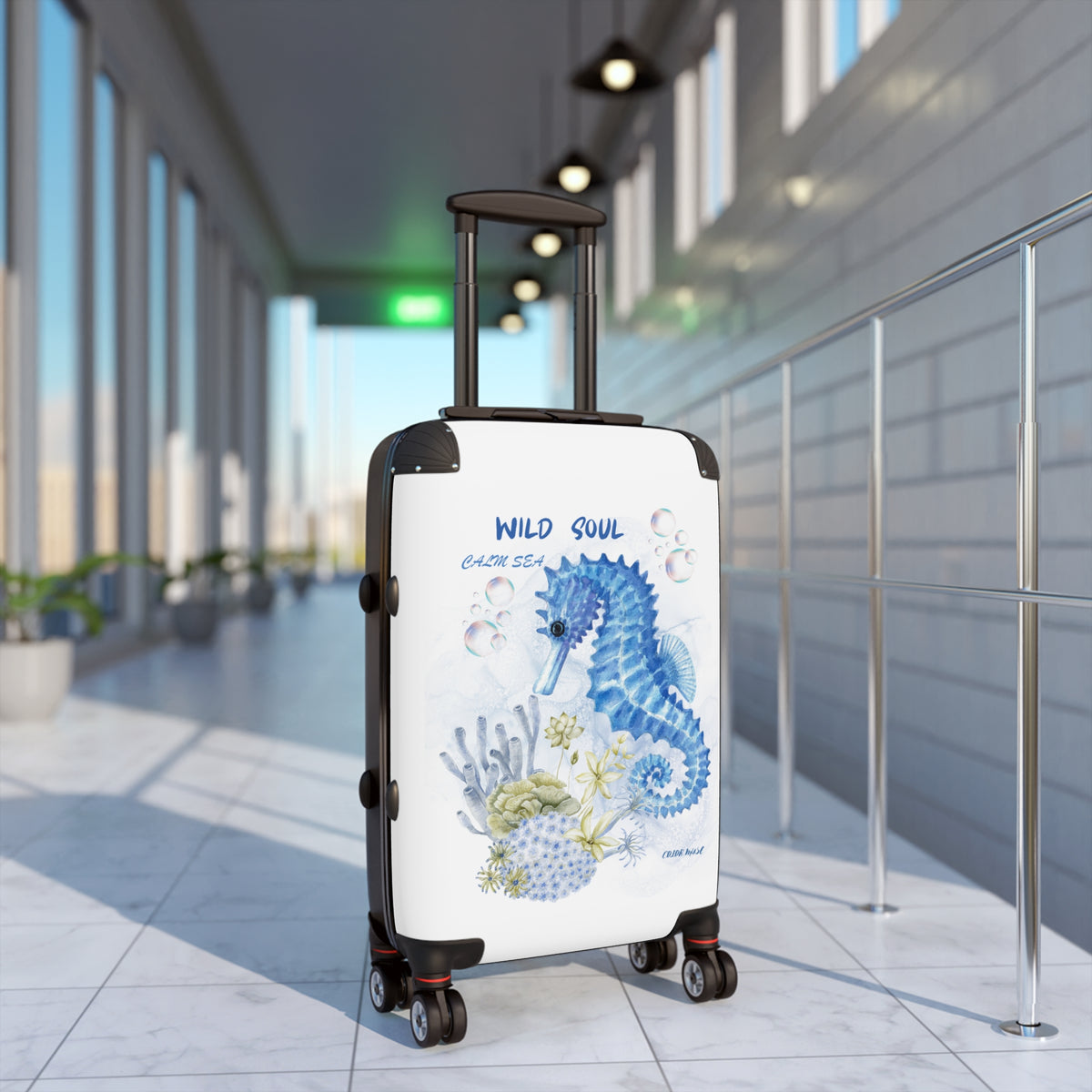 Seahorse Beach Suitcase – 'Be Wild Like the Sea' Waterproof Carry-On