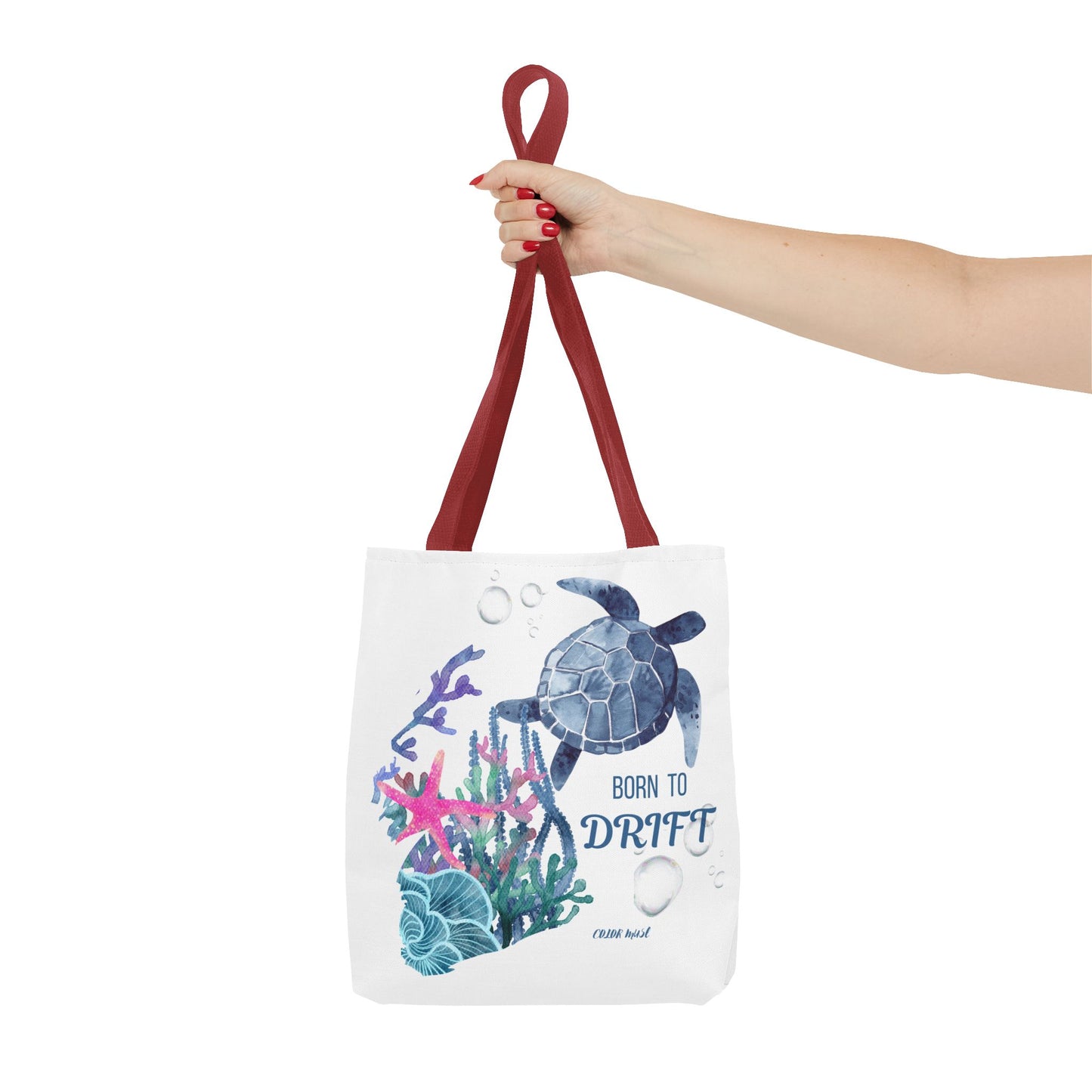 Sea Turtle Tote Bag - 'Born to Drift' Beach Canvas Tote