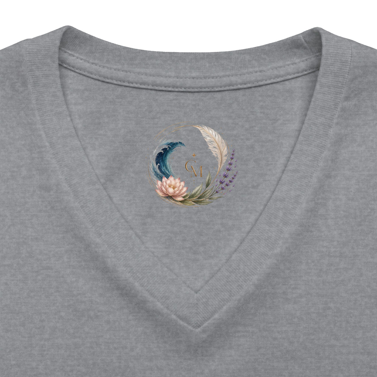 Women's V-Neck Tee — Peaceful Spirit Lotus Goddess Graphic